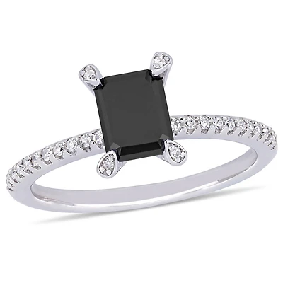 Asteria 1-1/10 Carat T.W. Black and White Diamond 10K White Gold Engagement Ring