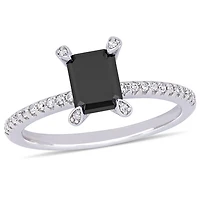Asteria 1-1/10 Carat T.W. Black and White Diamond 10K White Gold Engagement Ring