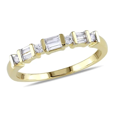 Bague d'anniversaire Miabella avec diamants 1/4 CT poids total en or jaune 10K