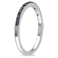 Bague d'anniversaire de style semi-éternité Asteria avec accents de diamants noirs en argent sterling