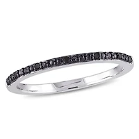 Bague d'anniversaire de style semi-éternité Asteria avec accents de diamants noirs en argent sterling