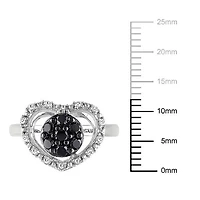 Asteria 1/2 Carat T.W. Black and White Diamond Sterling Silver Heart Ring
