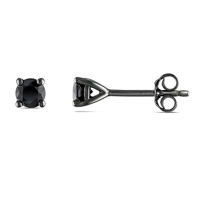 Asteria 1/2 Carat T.W. Black Diamond Black Rhodium-Plated Sterling Silver Solitaire Stud Earrings