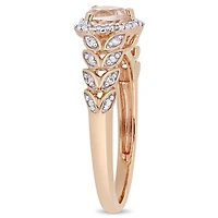 Bague auréole de forme cœur Tangelo avec morganite 1/2 CT PBT et accents de diamants en or rosé 10K