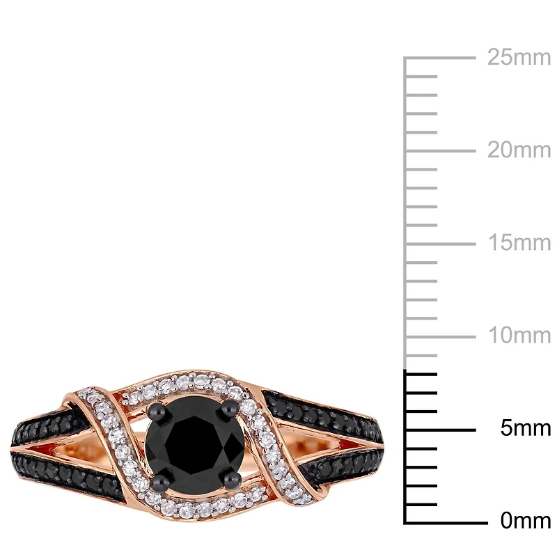 Asteria 1 Carat T.W. Black and White Diamond 10 K Rose Gold Engagement Ring