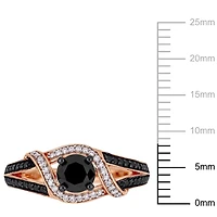 Asteria 1 Carat T.W. Black and White Diamond 10 K Rose Gold Engagement Ring