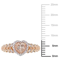 Bague auréole de forme cœur Tangelo avec morganite 1/2 CT PBT et accents de diamants en or rosé 10K