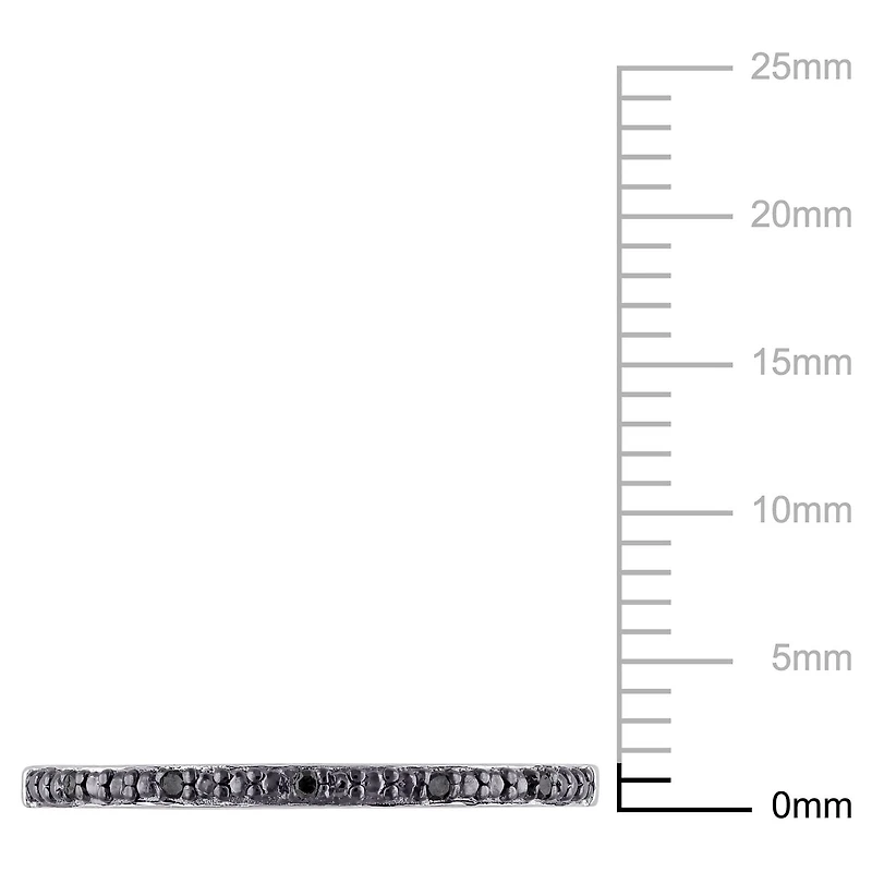 Bague d'anniversaire de style semi-éternité Asteria avec accents de diamants noirs en argent sterling