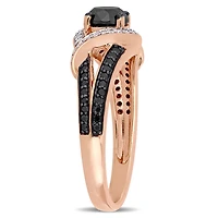 Asteria 1 Carat T.W. Black and White Diamond 10 K Rose Gold Engagement Ring