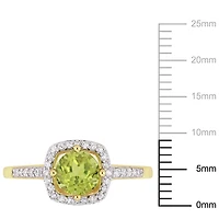 Tangelo 7/8 Carat T.G.W. Peridot and 1/7 Carat T.W. Diamond 10K Yellow Gold Halo Ring