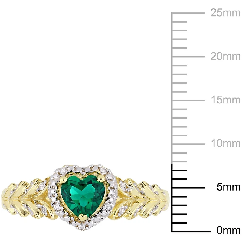 Tangelo 2/5 Carat T.G.W. Created Emerald and Diamond-Accent 10K Yellow Gold Halo Heart Ring