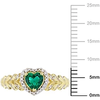 Tangelo 2/5 Carat T.G.W. Created Emerald and Diamond-Accent 10K Yellow Gold Halo Heart Ring