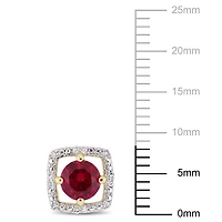 Tangelo 1-1/6 Carat T.G.W. Created Ruby and Diamond-Accent 10K Yellow Gold Halo Stud Earrings