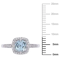 Bague auréole Tangelo avec topaze bleu-ciel 1 CT PBT et diamants 1/7 CT poids total en or blanc 10K