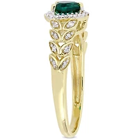 Tangelo 2/5 Carat T.G.W. Created Emerald and Diamond-Accent 10K Yellow Gold Halo Heart Ring
