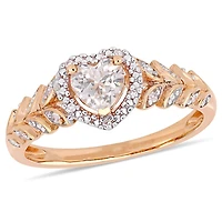 Miabella 3/5 Carat T.G.W. Created White Sapphire and Diamond-Accent 10K Rose Gold Halo Heart Ring