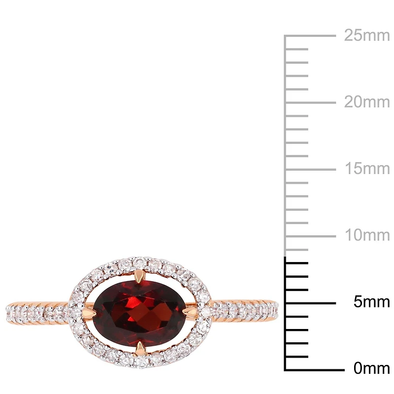 Tangelo 1 Carat T.G.W. Garnet and 1/4 Carat T.W. Diamond 10K Rose Gold Halo Ring