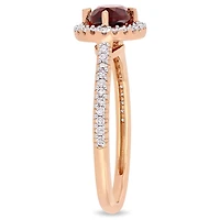 Tangelo 1 Carat T.G.W. Garnet and 1/4 Carat T.W. Diamond 10K Rose Gold Halo Ring