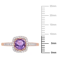 Bague auréole Tangelo avec améthyste 5/8 CT PBT et diamants 1/7 CT poids total en or rosé 10K