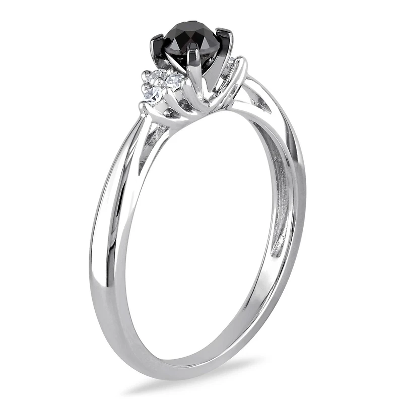 Asteria 1/2 Carat T.W. Black and White Diamond Sterling Silver Engagement Ring