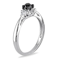 Asteria 1/2 Carat T.W. Black and White Diamond Sterling Silver Engagement Ring