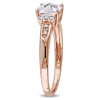 Bague Miabella avec saphir blanc 1-1/4 CT PBT et accents de diamants en or rosé 10K