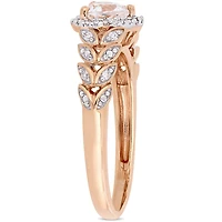 Bague auréole de forme cœur Miabella avec saphir blanc synthétique 3/5 CT PBT et accents de diamants en or rosé 10K