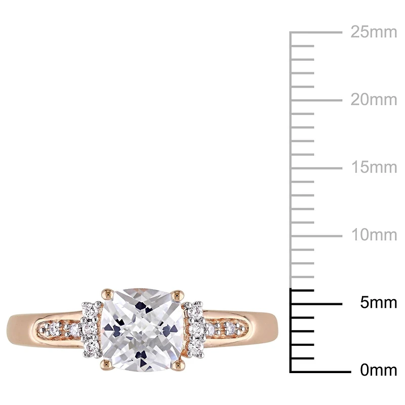 Bague Miabella avec saphir blanc 1-1/4 CT PBT et accents de diamants en or rosé 10K