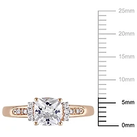 Bague Miabella avec saphir blanc 1-1/4 CT PBT et accents de diamants en or rosé 10K