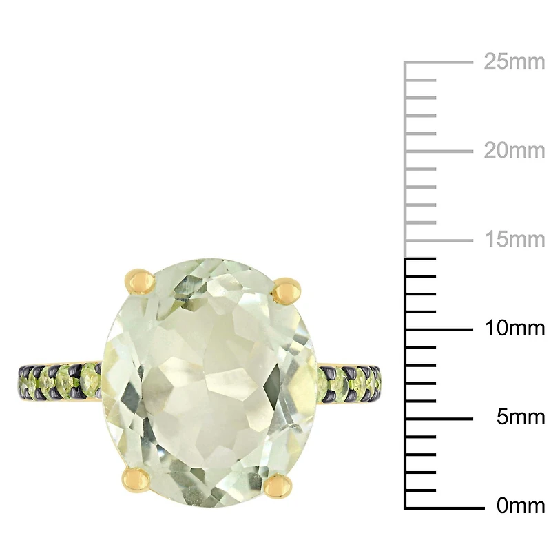 Bague cocktail Tangelo avec améthyste vert et péridots 8 CT PBT en argent sterling plaqué de rhodium jaune
