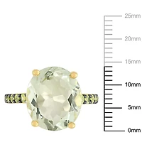Bague cocktail Tangelo avec améthyste vert et péridots 8 CT PBT en argent sterling plaqué de rhodium jaune