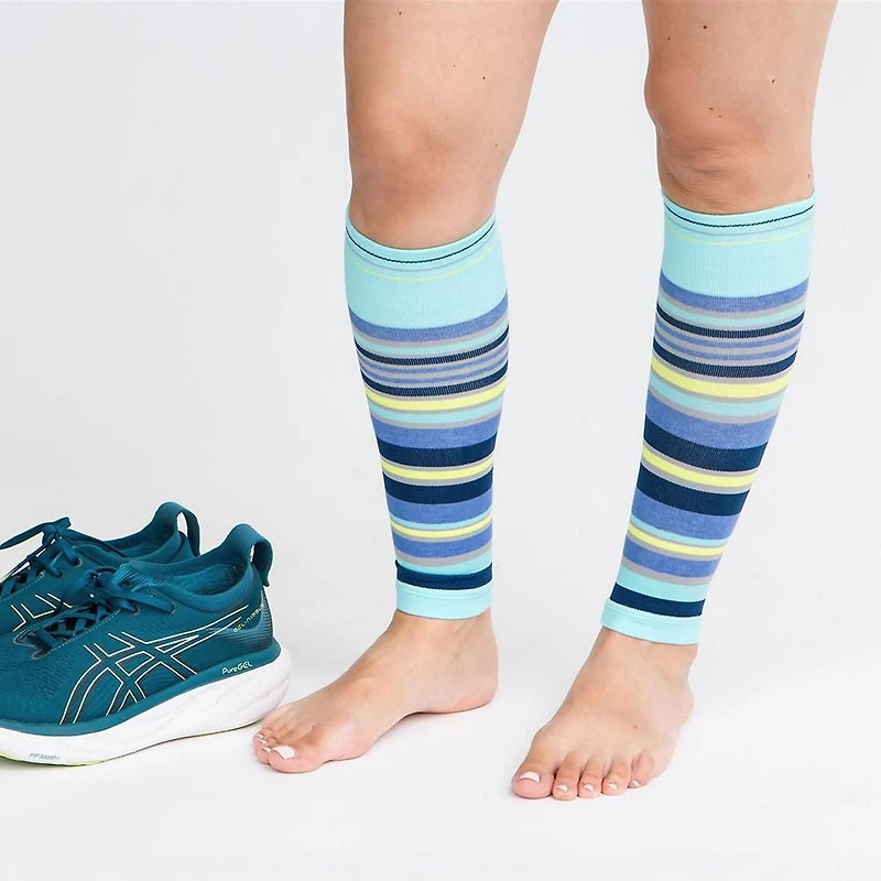 Stripe Navy + Teal Cotton Compression Sleeve