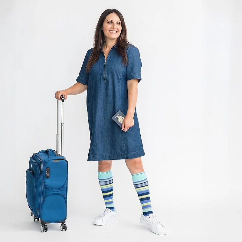 Dr. Johnny's Stripe Navy + Teal Cotton Compression Socks
