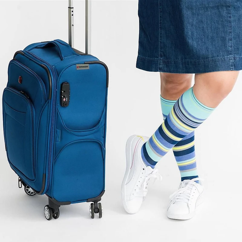 Dr. Johnny's Stripe Navy + Teal Cotton Compression Socks