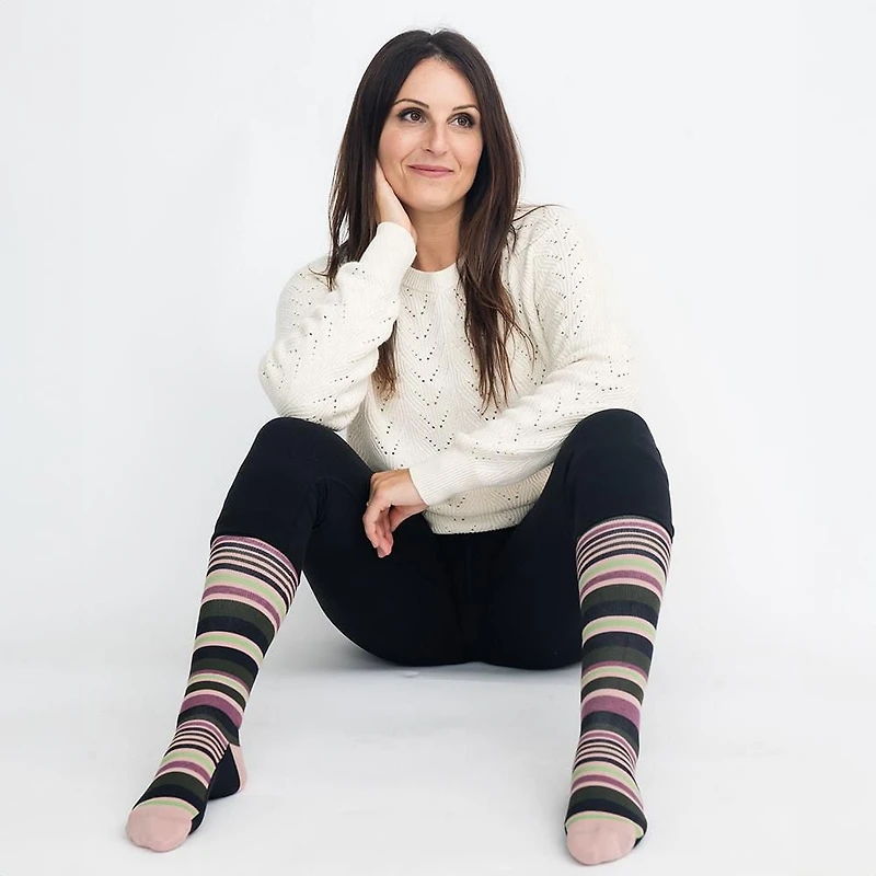 Dr. Johnny's Stripe Black + Pink Cotton Compression Socks