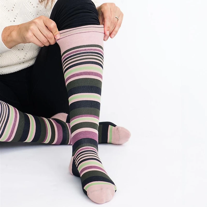 Dr. Johnny's Stripe Black + Pink Cotton Compression Socks