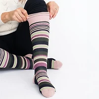 Dr. Johnny's Stripe Black + Pink Cotton Compression Socks