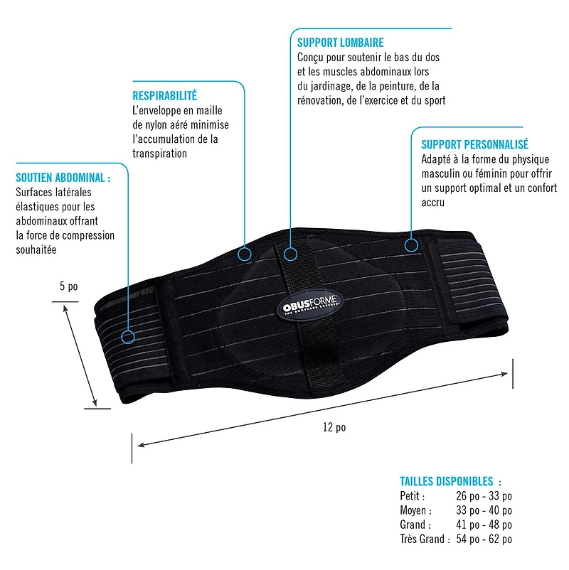 Ceinture dorsale pour homme grand