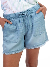 Jordache pour femmes à enfiler à ourlet effiloché sur short doux