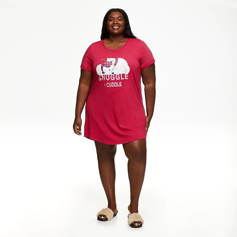 Chemise de nuit à manches roulées George Plus pour femmes