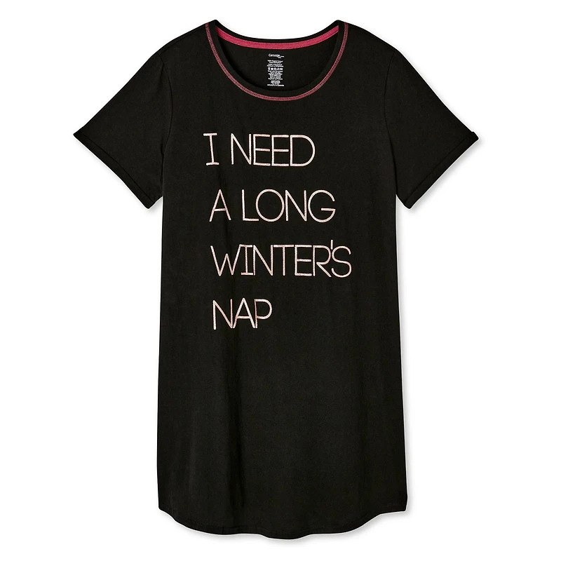 Chemise de nuit à manches roulées George Plus pour femmes