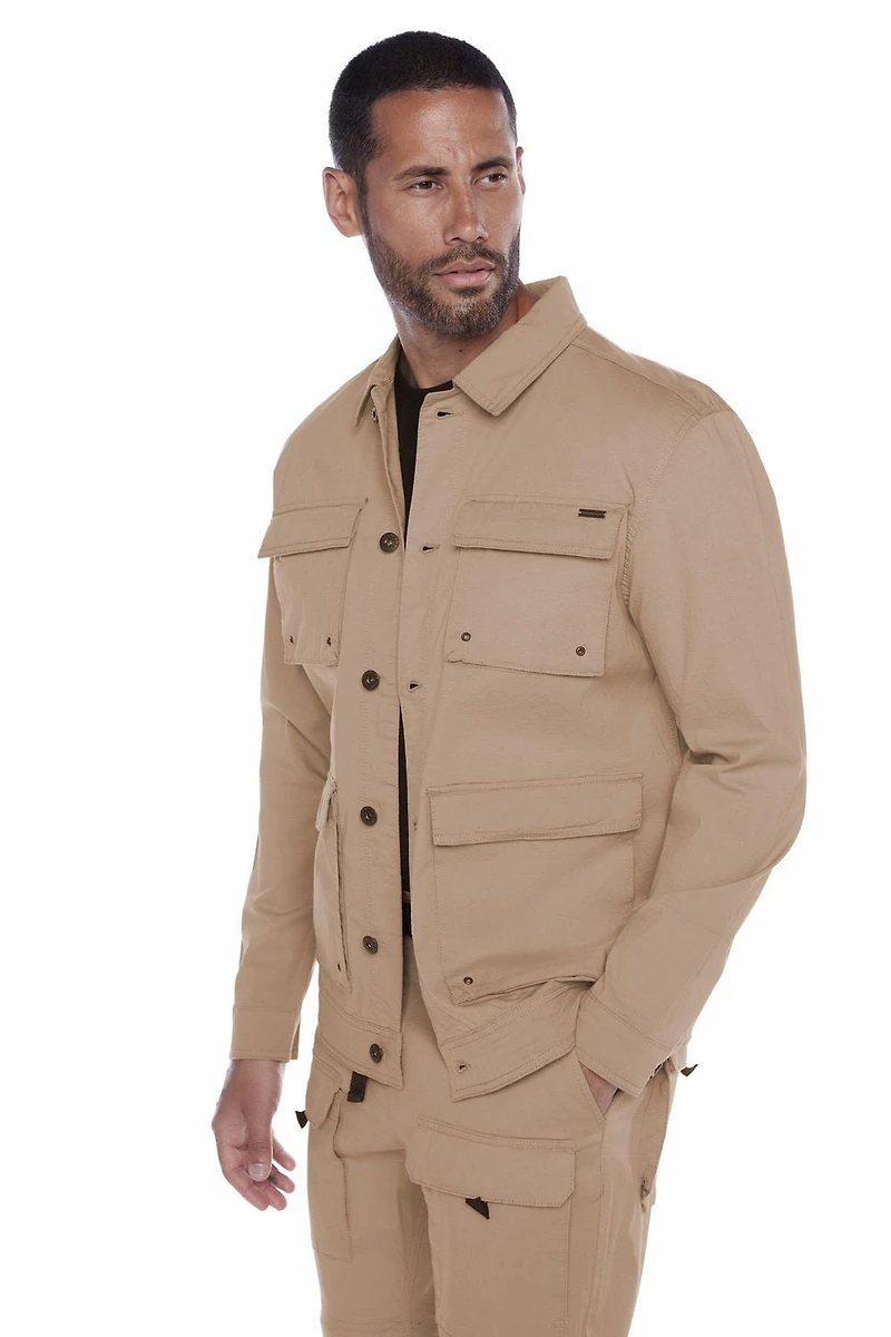 Jeaniologie ™ Veste en ripstop pour hommes avec multiples poches - Beige