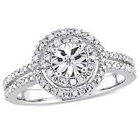 Bague de fiançailles Miabella à double auréoles avec 1/5 carat de diamants en argent sterling