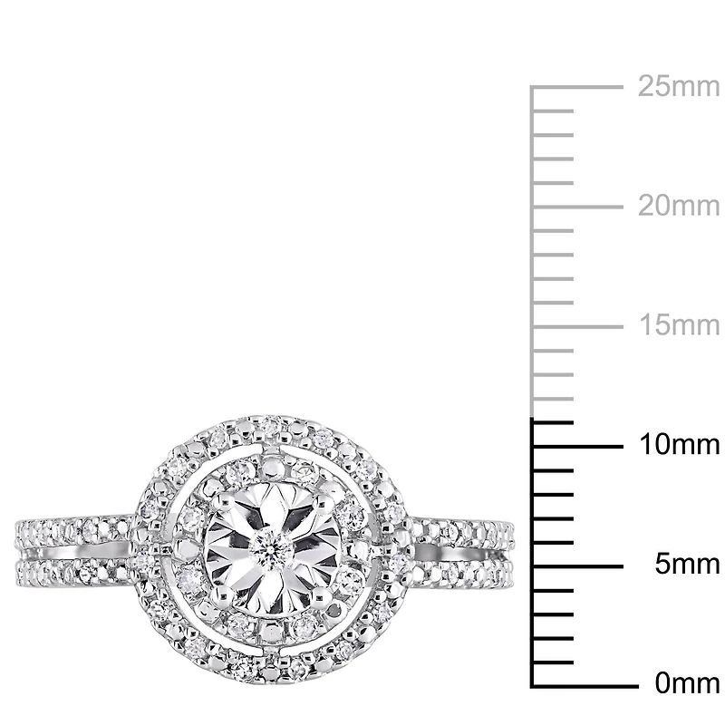 Miabella 1/5 Carat T.W. Diamond Sterling Silver Double Halo Engagement Ring
