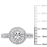 Miabella 1/5 Carat T.W. Diamond Sterling Silver Double Halo Engagement Ring