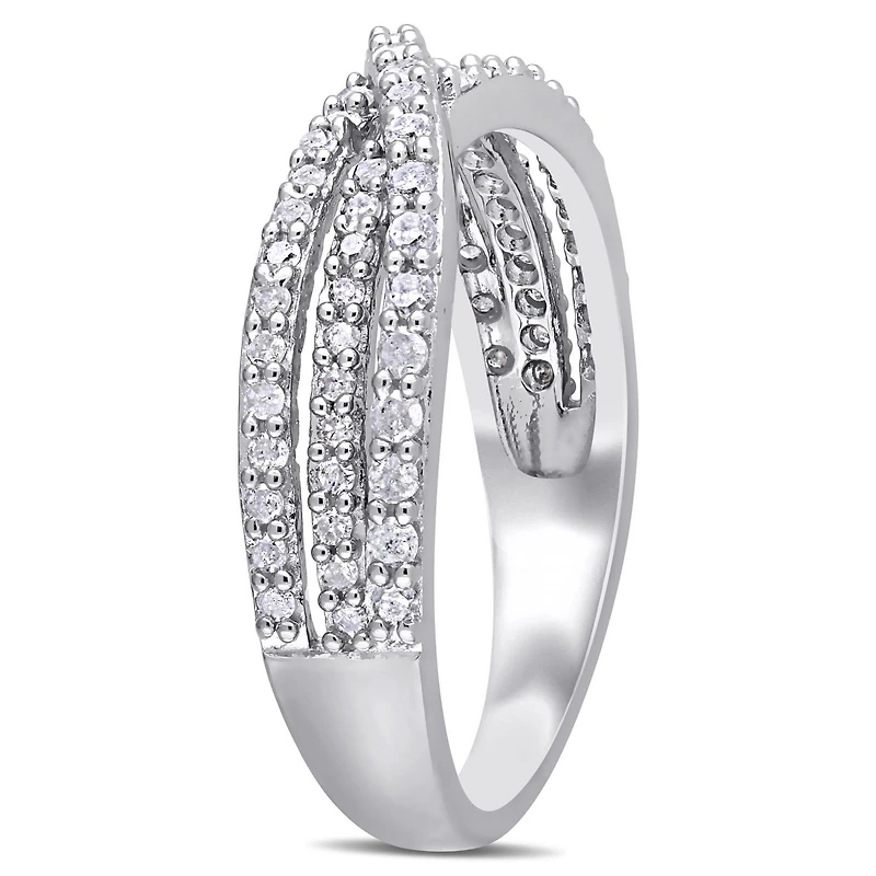 Miabella 1/2 Carat T.W. Diamond Sterling Silver Cross-Over Ring