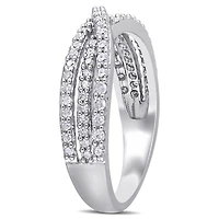 Miabella 1/2 Carat T.W. Diamond Sterling Silver Cross-Over Ring