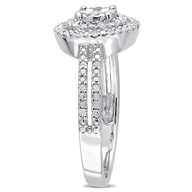 Miabella 1/5 Carat T.W. Diamond Sterling Silver Double Halo Engagement Ring