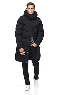 Dark Black Men's Long Urban Puffer Parka