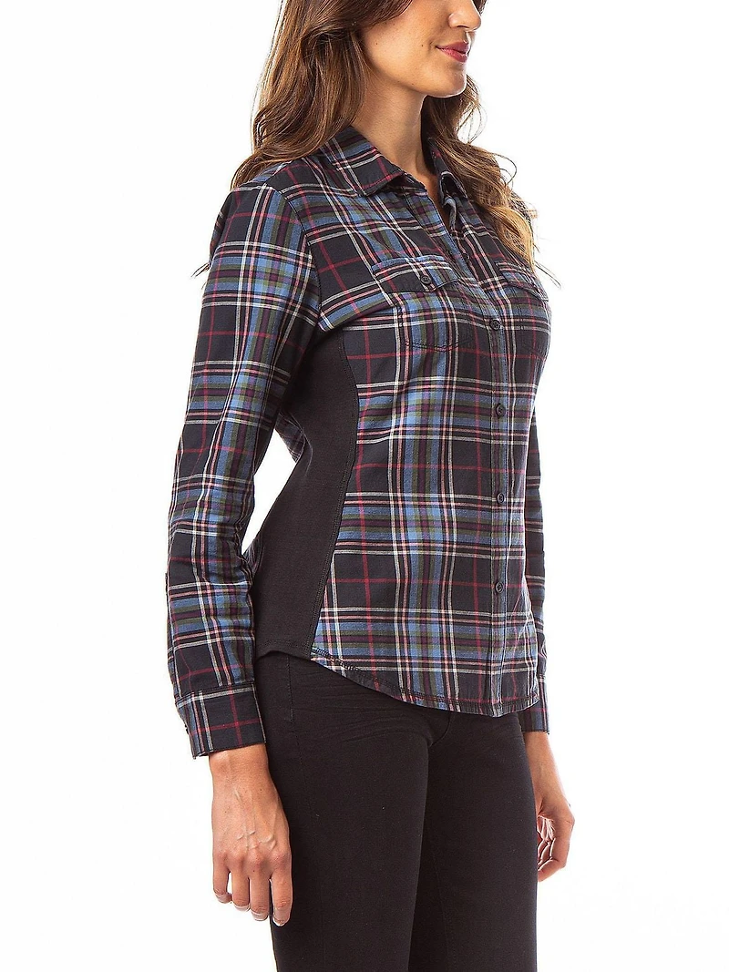 LOVE Ellen DeGeneres Chemise boutonnée extensible tartan pour femmes